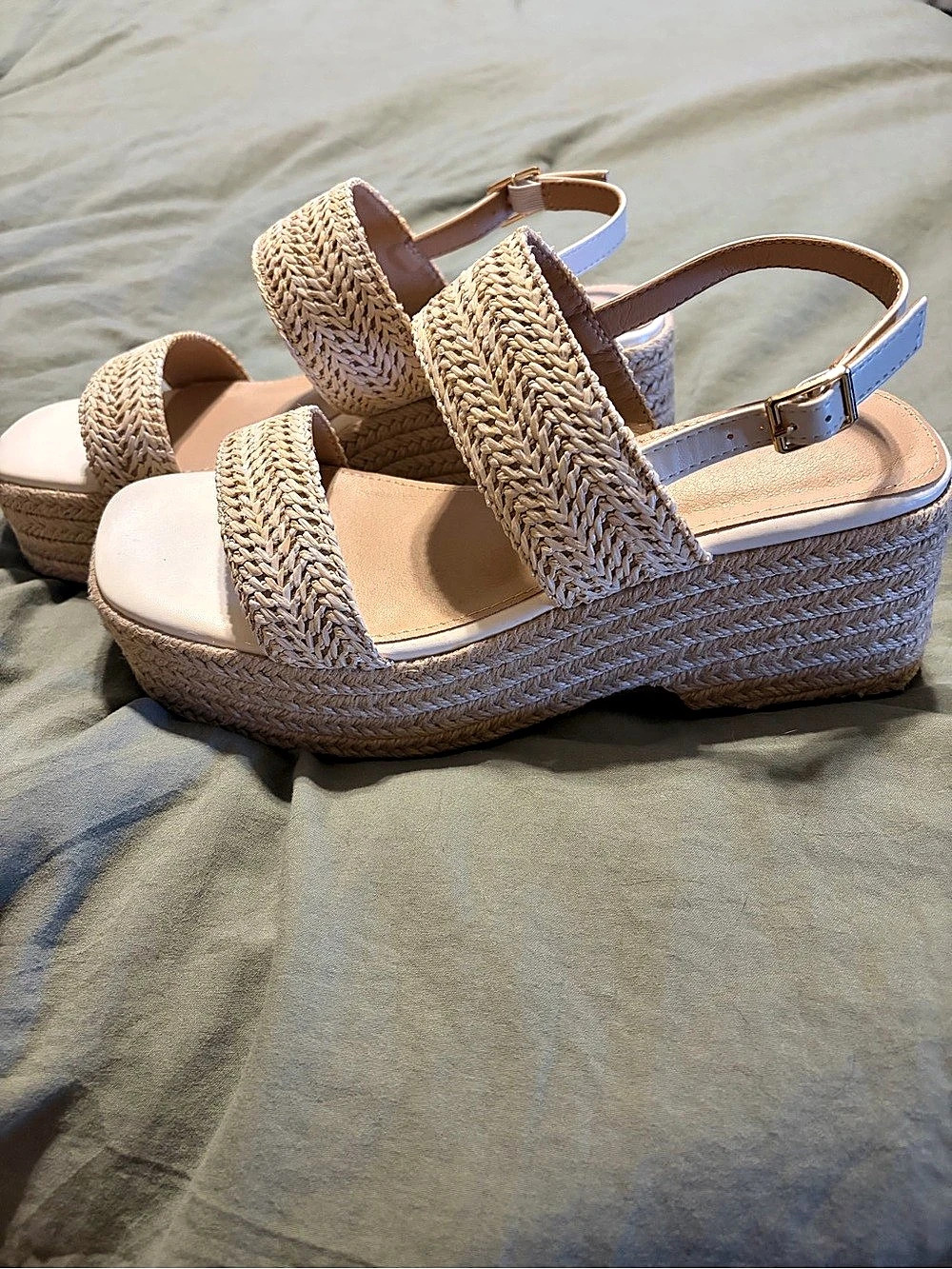 Beige Wedge Sandals Like New